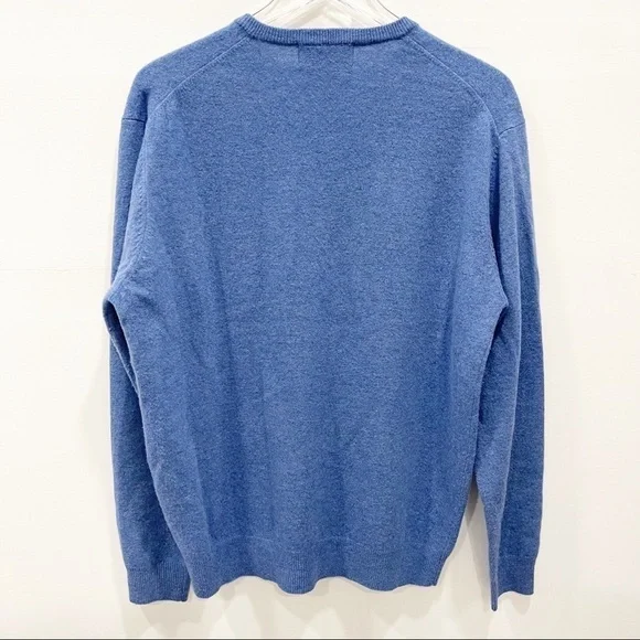 McKenzy Superfine Outwear Vintage Lambswool V-Neck Sweater Blue Long Sleeve L